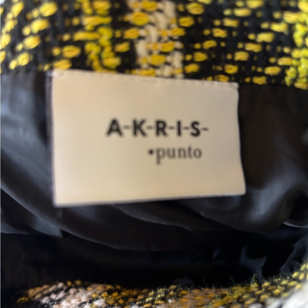 Akris Punto Tweed Knit Blouse and Skirt Set Yellow Black Plaid US 4 - Picture 10 of 15